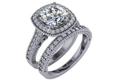 Matching Band For Cushion Milgrain Halo Engagement Ring