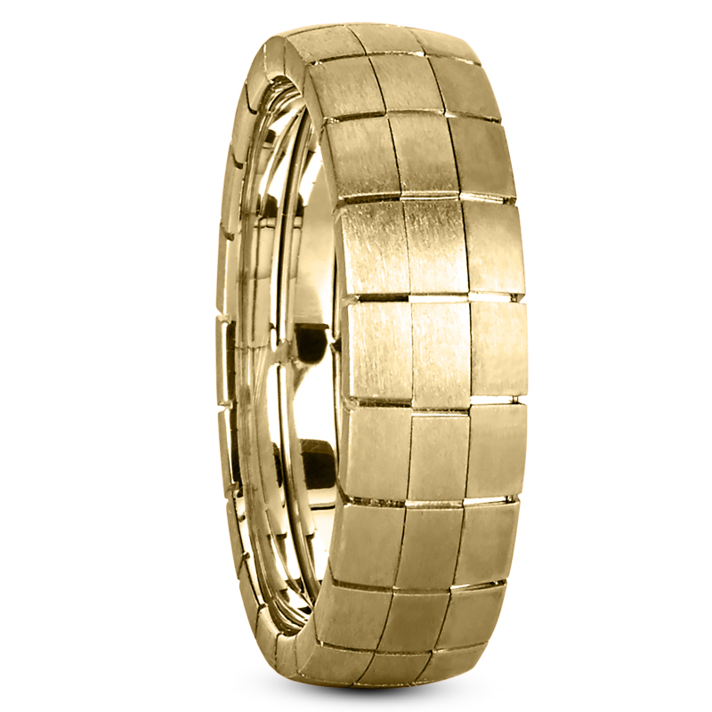 14K all yellow gold 6mm. satin Rectangular-Cut-Sturdy-Handmade-Wedding-Band - alternate view 2