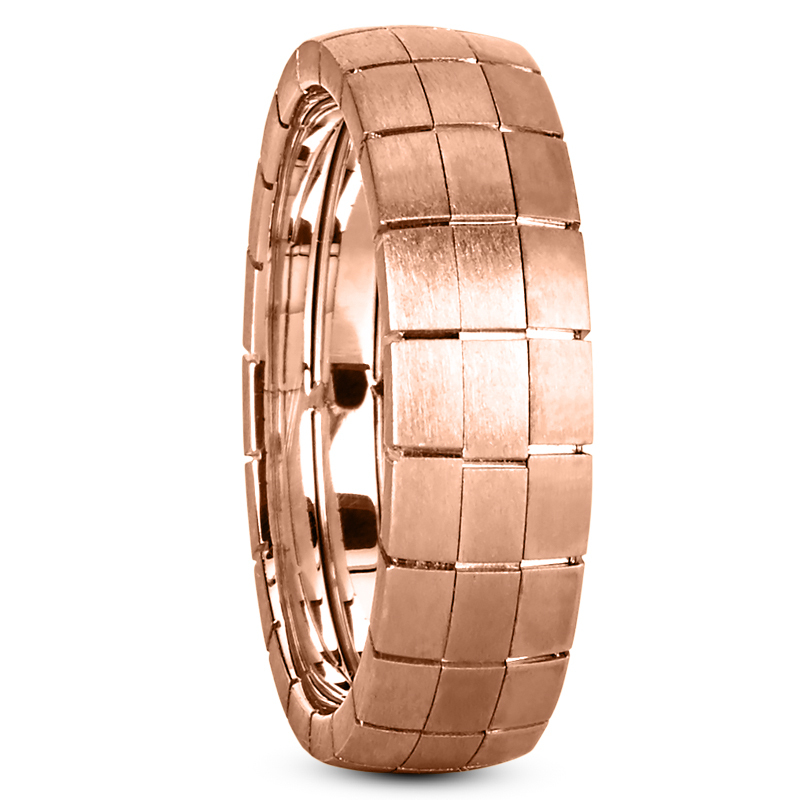 14K pink gold 6mm. satin Rectangular-Cut-Sturdy-Handmade-Wedding-Band - alternate view 3