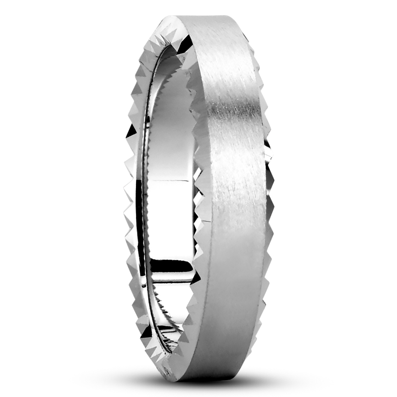14K white gold 5mm. satin Zigzag-Edge-Fancy-Wedding-Band - alternate view 2
