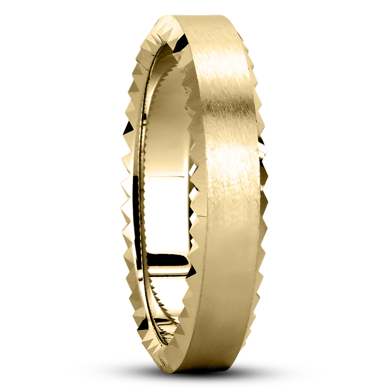14K all yellow gold 5mm. satin Zigzag-Edge-Fancy-Wedding-Band - alternate view 3