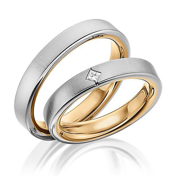 plat kite-set-satin-finish-two-tone-wedding-band-set - main view