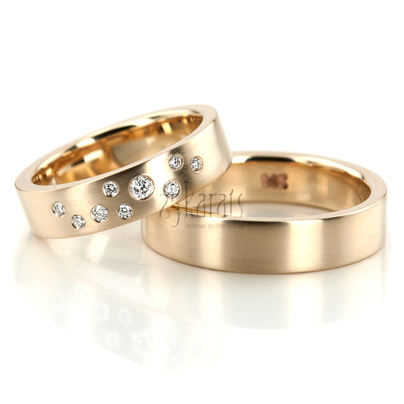 Milky Way Brilliant Cut Diamond Wedding Rings Set