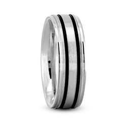 Classic Double Black Line Wedding Ring 