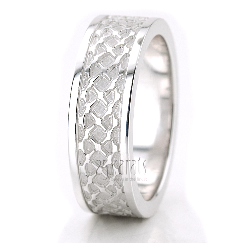 Weaved Carved Contemporary 7 mm Men's Wedding Band - view 2