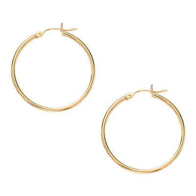10k Yellow Gold Fancy Tube Hoop Earrings 1.5x25 mm