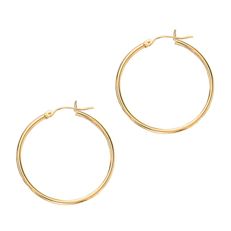14k Gold Fancy Tube Hoop Earrings 1.5x25 mm - view 1