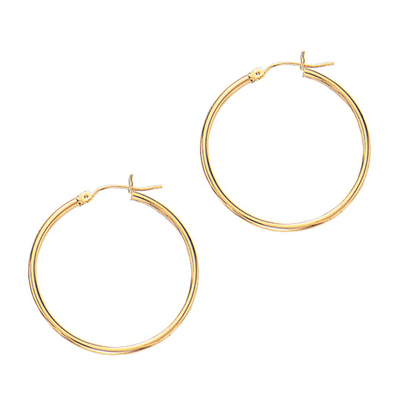 14k Gold Fancy Tube Hoop Earrings 1.5x25 mm
