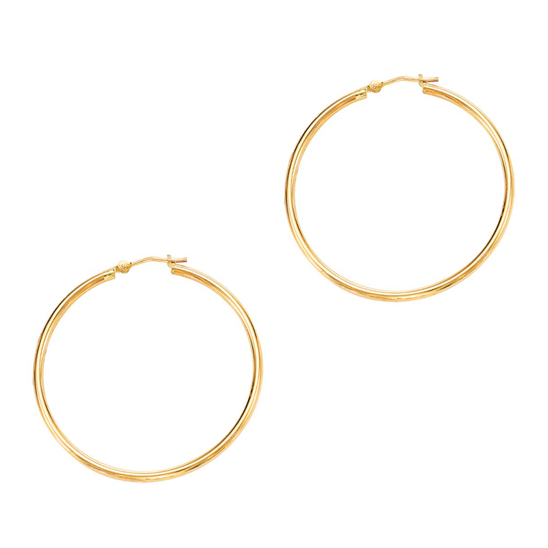 14k Gold Fancy Tube Hoop Earrings 1.5x30 mm - view 1