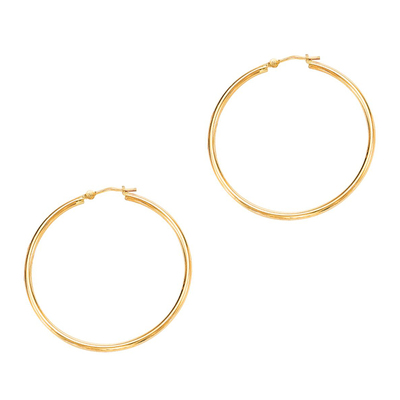 14k Gold Fancy Tube Hoop Earrings 1.5x30 mm