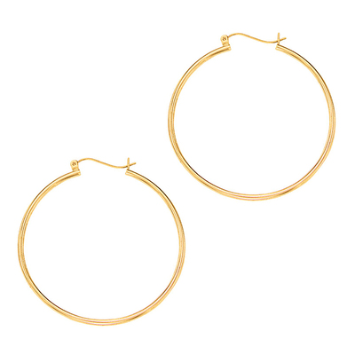 14k Gold Fancy Tube Hoop Earrings 1.5x40 mm