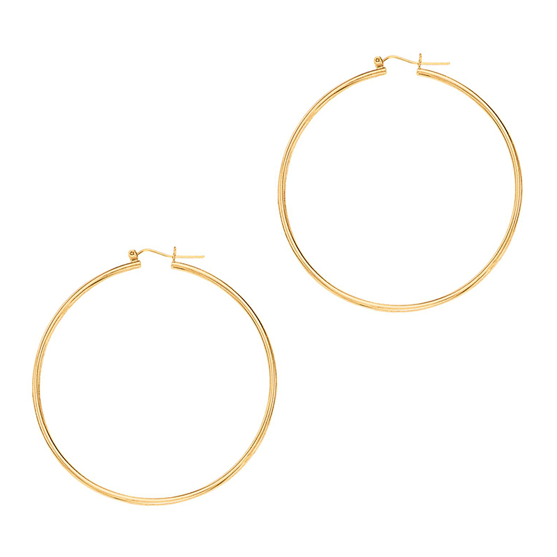 14k Gold Fancy Tube Hoop Earrings 1.5x45 mm - view 1