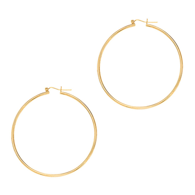 14k Gold Fancy Tube Hoop Earrings 1.5x45 mm