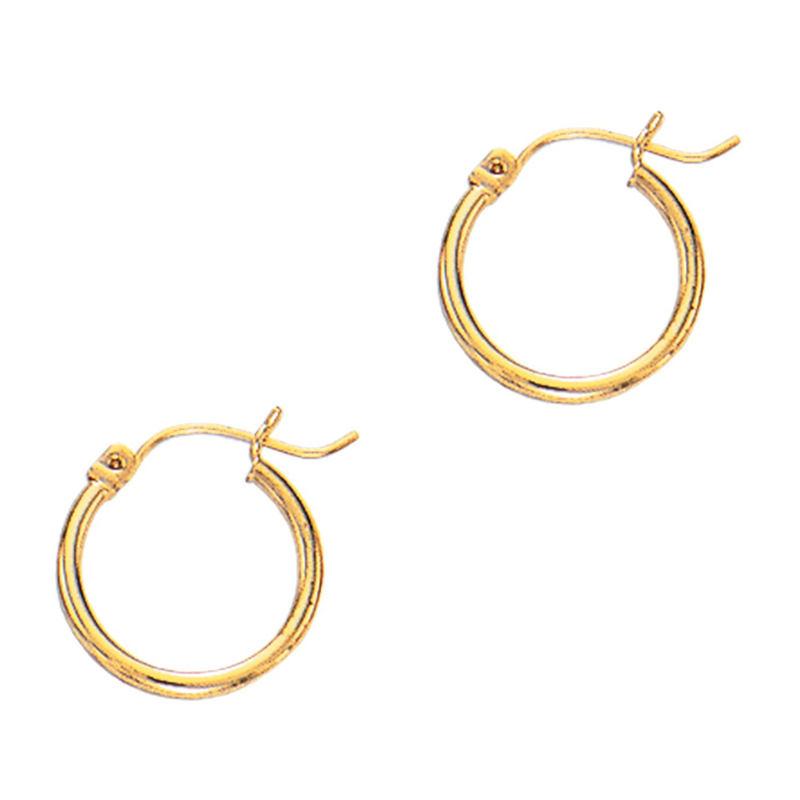 14k Gold Fancy Tube Hoop Earrings 2x25 mm - view 1