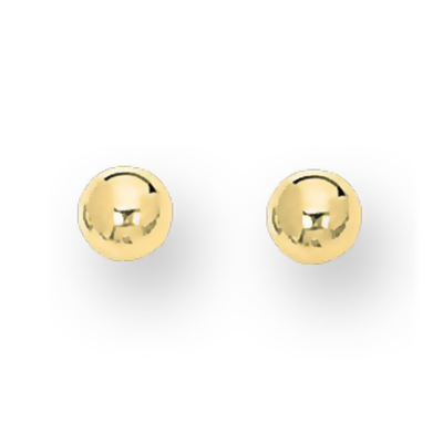 5 mm Ball Stud Fancy 14k Gold Earrings With Push Back