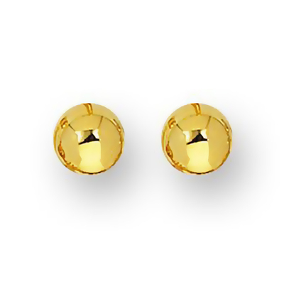 6 mm Ball Stud Fancy 14k Gold Earrings With Push Back