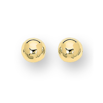 8 mm Ball Stud Fancy 14k Gold Earrings With Push Back