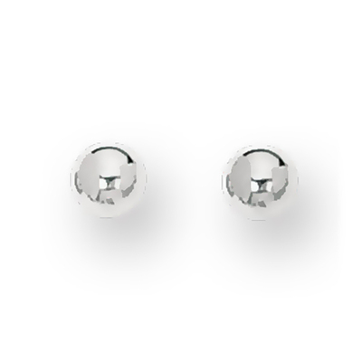 3 mm Ball Stud Fancy 14k White Gold Earrings With Push Back
