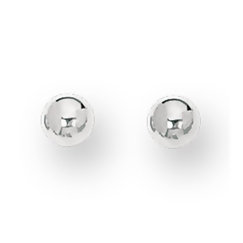4 mm Ball Stud Fancy 14k White Gold Earrings With Push Back - view 1