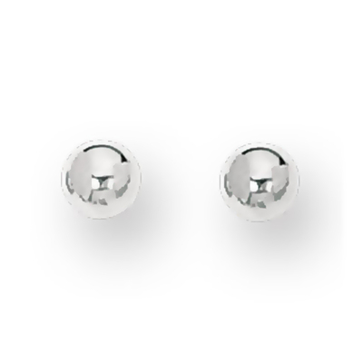 4 mm Ball Stud Fancy 14k White Gold Earrings With Push Back