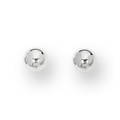 5 mm Ball Stud Fancy 14k White Gold Earrings With Push Back