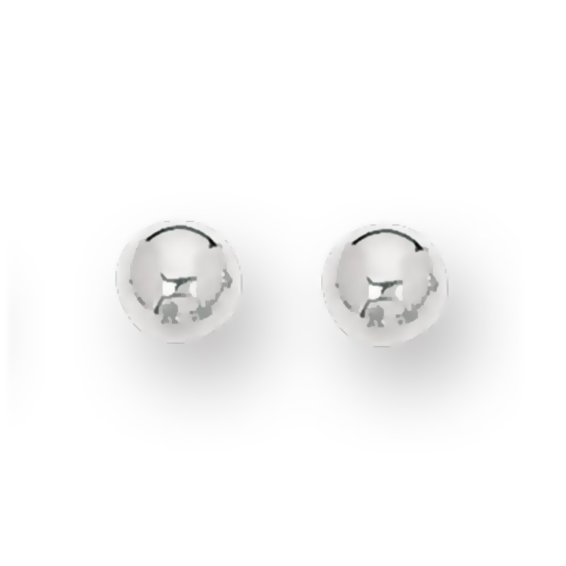 6 mm Ball Stud Fancy 14k White Gold Earrings With Push Back - view 1