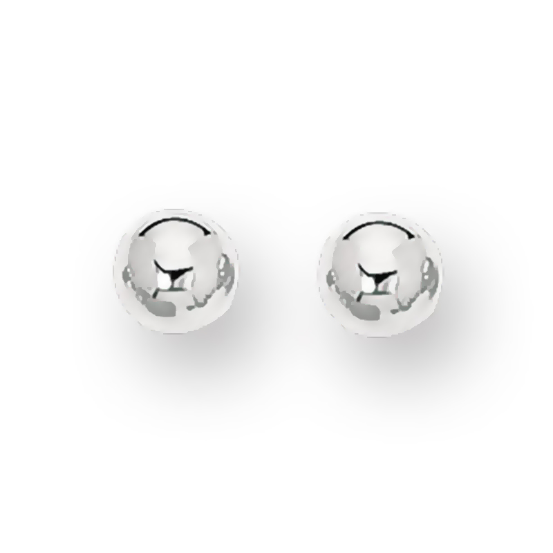 7 mm Ball Stud Fancy 14k White Gold Earrings With Push Back - view 1