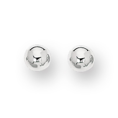 7 mm Ball Stud Fancy 14k White Gold Earrings With Push Back