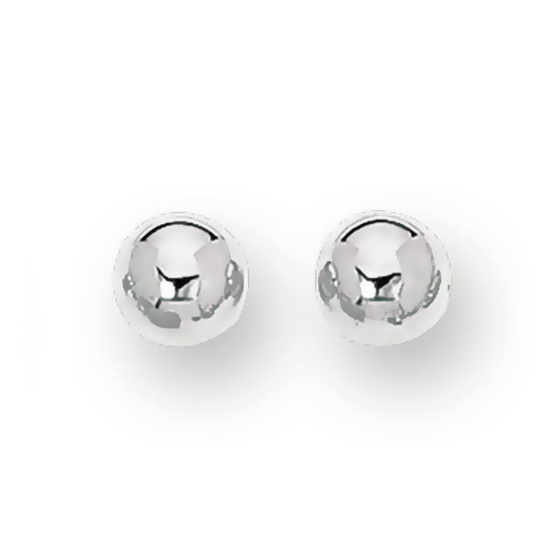 8 mm Ball Stud Fancy 14k White Gold Earrings With Push Back - view 1