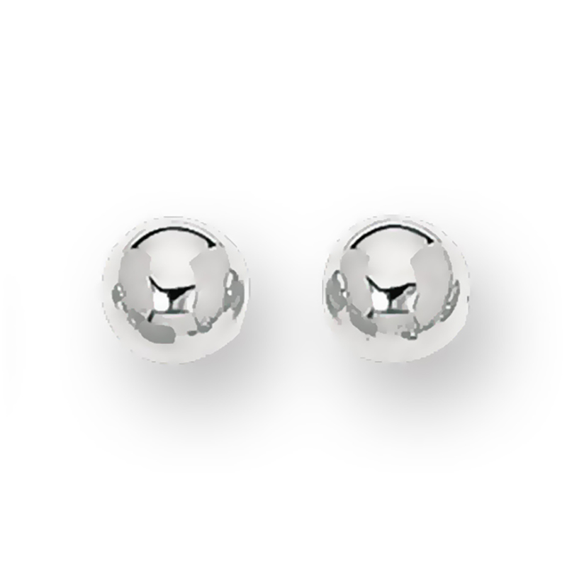 10 mm Ball Stud Fancy 14k White Gold Earrings With Push Back - view 1