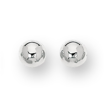 10 mm Ball Stud Fancy 14k White Gold Earrings With Push Back
