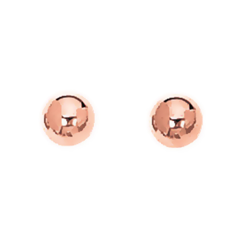 4 mm Ball Stud Fancy 14k Rose Gold Earrings With Push Back - view 1