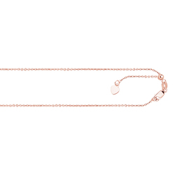 14k Rose Gold 22 Inches Classic Cable Adjustable Chain With Heart 