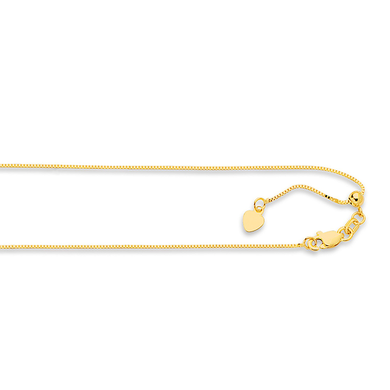 Classic Adjustable 14K Gold 22 Inches Box Chain - main view