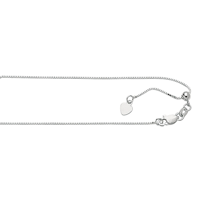Classic Adjustable 14k White Gold 22 Inches Box Chain
