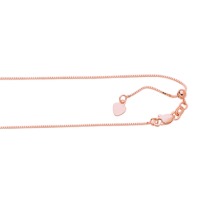 Classic Adjustable 14k Rose Gold 22 Inches Box Chain