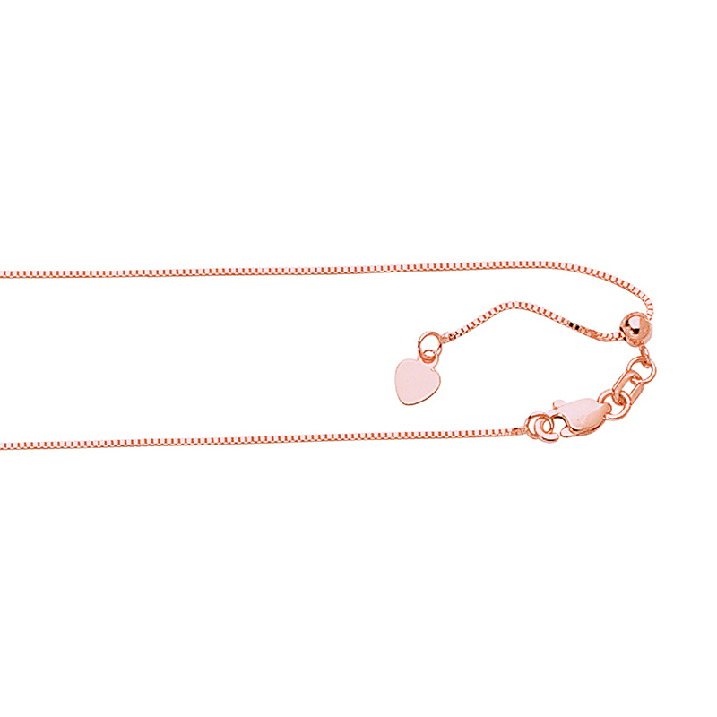 Classic Adjustable 14K Rose Gold 22 Inches Box Chain - main view