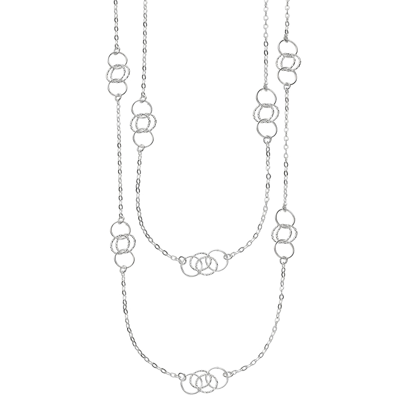 36 Inches Rhodium Finished Sterling Silver Shinny Necklace