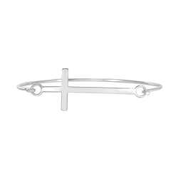 Sterling Silver Christian Cross Bangle Bracelet