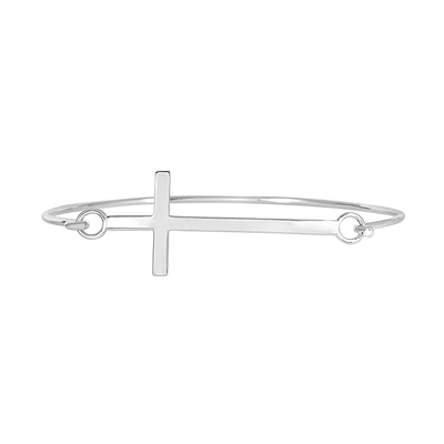 Sterling Silver Christian Cross Bangle Bracelet - view 1 of 1