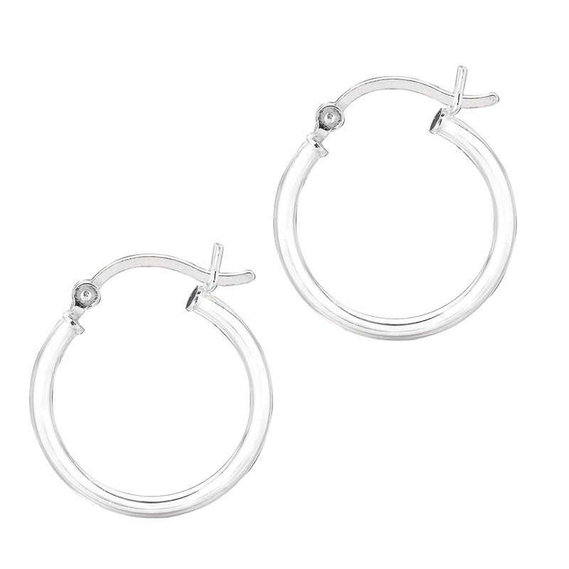 15 mm Polished Sterling Silver Small Hoop Earrings 2x15 mm - view 1