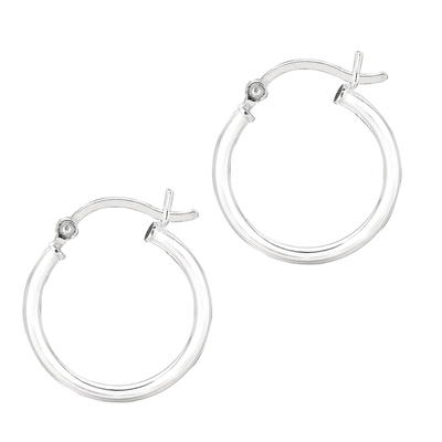 15 mm Polished Sterling Silver Small Hoop Earrings 2x15 mm