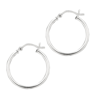 20 mm Sterling Silver Hoop Earrings Polished and Finished With Rhodium