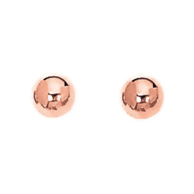 5 mm Ball Stud Fancy 14k Rose Gold Earrings With Push Back