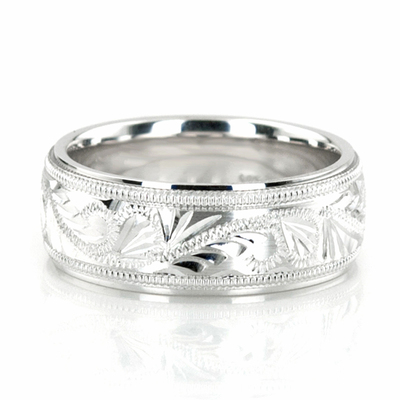 Stylish Floral Carved Wedding Ring 