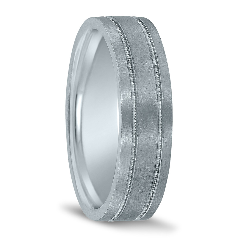 Novell Flat Double Milgrain Wedding Band - main view