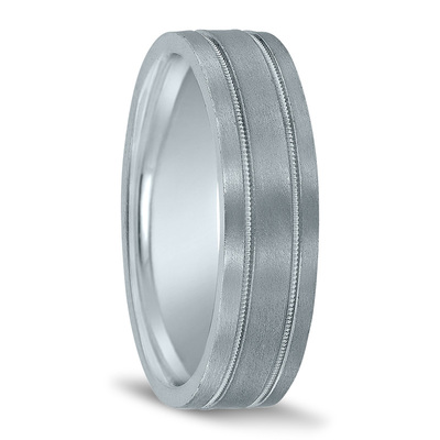 Novell Flat Double Milgrain Wedding Band - main view thumbnail