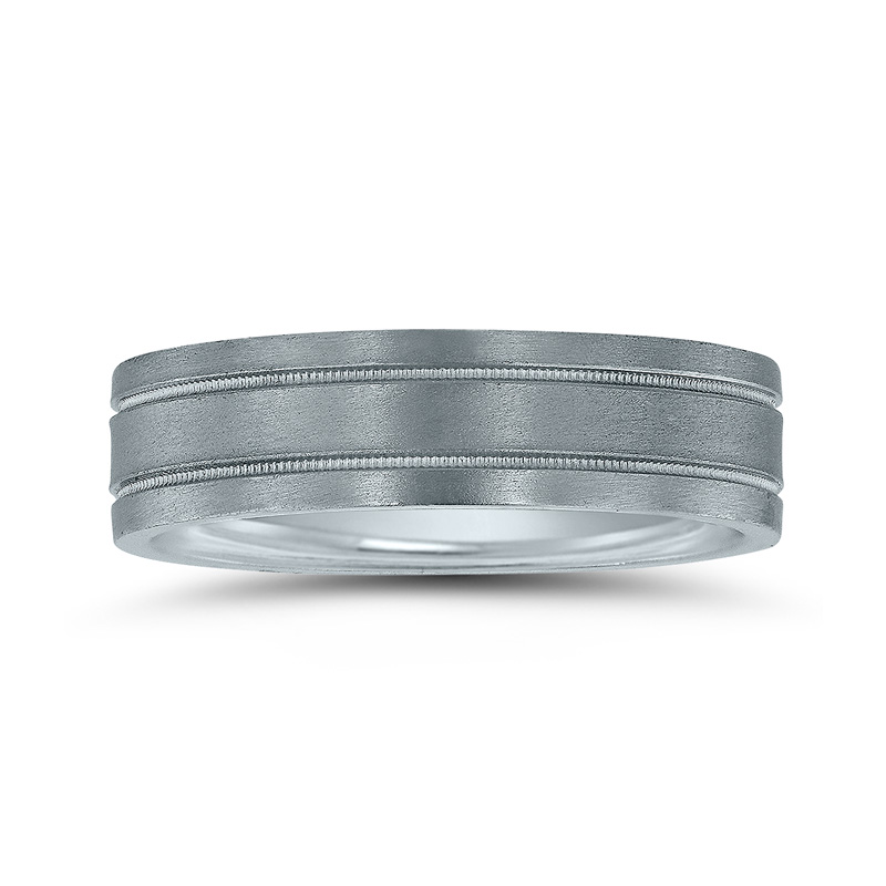 Novell Flat Double Milgrain Wedding Band - view 2