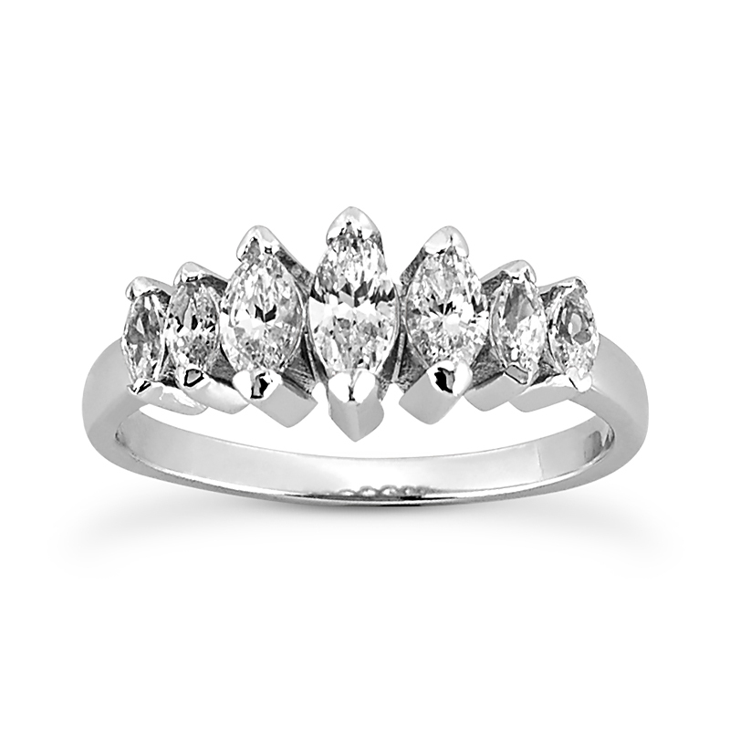 14K white gold Marquise Diamond Wedding Ring (1.19 tcw) - main view