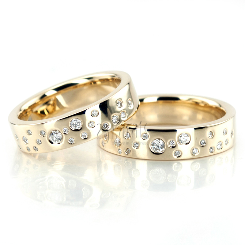 Bright Lights Diamond Wedding Matching Rings